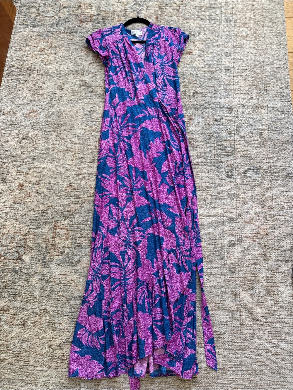 XIX Palms Bright Floral Wrap Maxi Dress - Purple & Blue